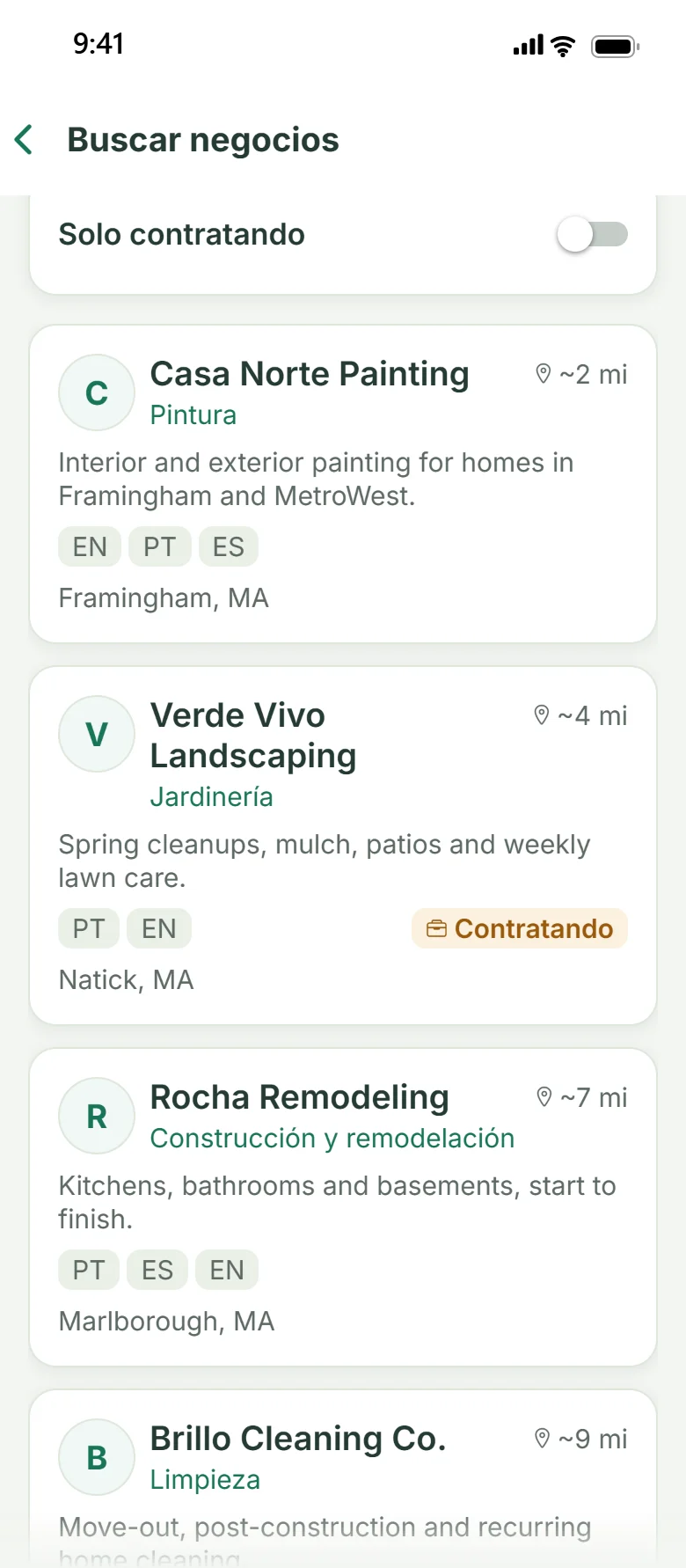 El directorio Ganavo: negocios de pintura, jardinería, remodelación y limpieza cerca de Framingham, MA